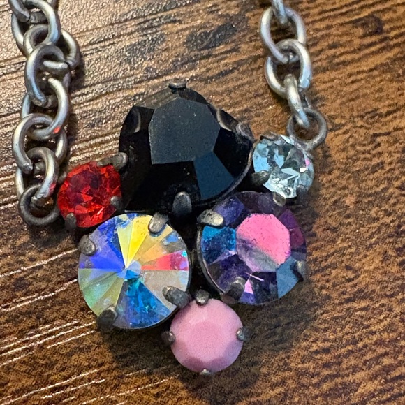 Sabika Silver and Black Necklace with Colorful Pendant - Picture 2 of 5